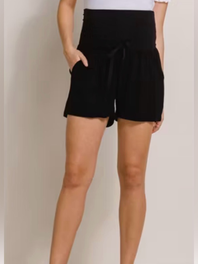 Bella Vida For Target Black Over-The-Belly Relaxed Pull On Shorts Sz L Cuffed